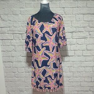 Simply Southern Navy Blue Dress with Pink Starfish Print